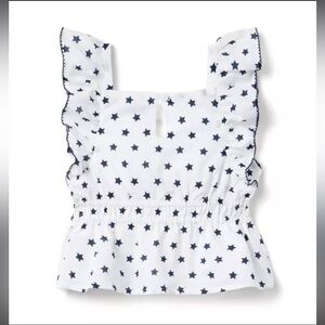 Janie and Jack White Navy Star Peplum Sleeveless Top size 6
